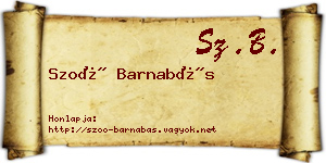 Szoó Barnabás névjegykártya